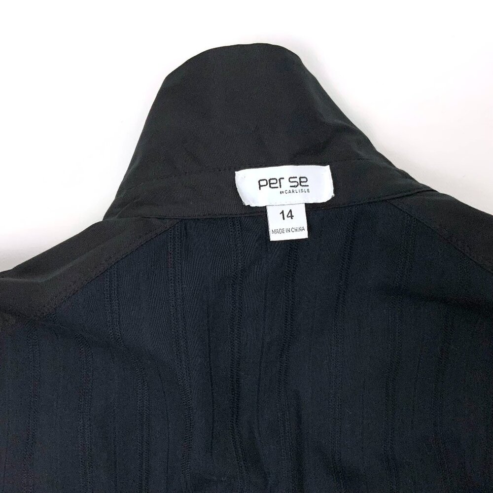 New Per Se by Carlisle Black Button Down Shirt Gold Embellishment Sz 14 - Picture 6 of 16